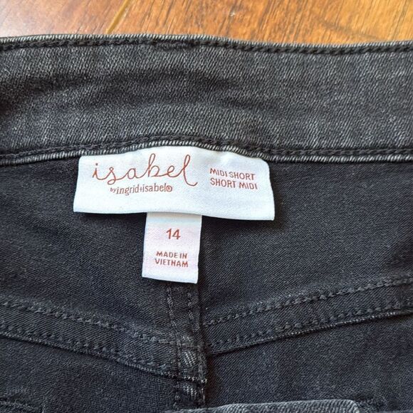 NWT Isabel by Ingrid + Isabel Maternity 14 Midi Black Jean Shorts Short Midi - Picture 11 of 11
